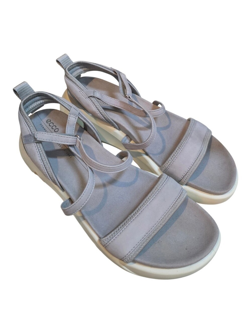 ECCO Gray Strappy Cushion Wedge Soft Sandals Euro 41 US 10 Or 10.5 Women's